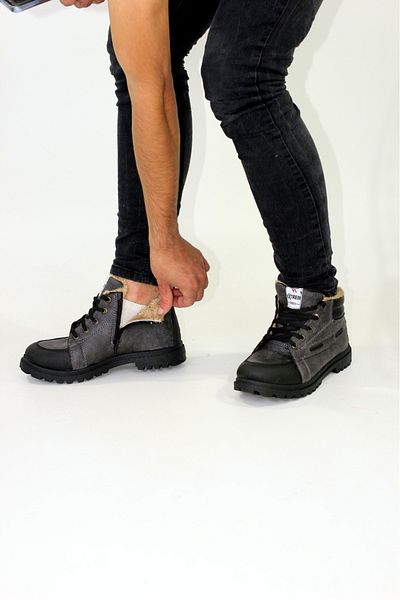 DÜNYA MAĞAZA Extrem Water Cold Proof Guaranteed Unisex Χειμερινές νέες γκρι μπότες με αντιολισθητική σόλα με φερμουάρ με γούνα στο εσωτερικό