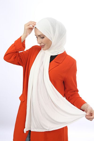 Trablus Hijab Women's Lycra Luxury Combed Cotton Shawl White