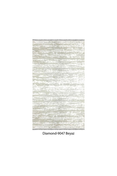 decoser DIAMOND-DH9047-beyaz Kaymaz Tabanlı Modern Yıkanabilir Kilim Halı