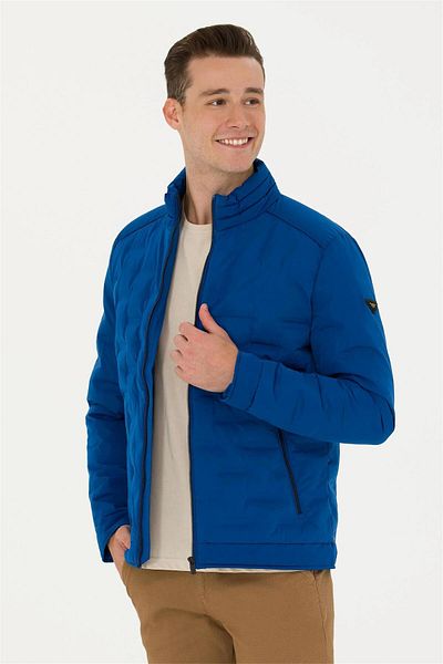 Blue polo jacket men's top