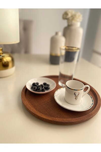 HBS Art Design Wooden BEAN ROUND Presentation Tray COFFEE PRESENTATION 6 piec...
