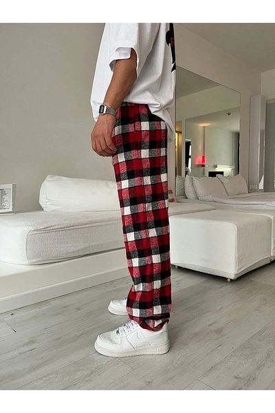Gofeel Harajuku Street Plaid Red/White Checkered Relax Sweatpants Hs