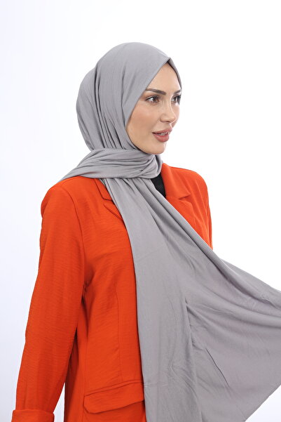 Trablus Tesettür Kadın Likralı Luxury Penye Şal Açık Gri