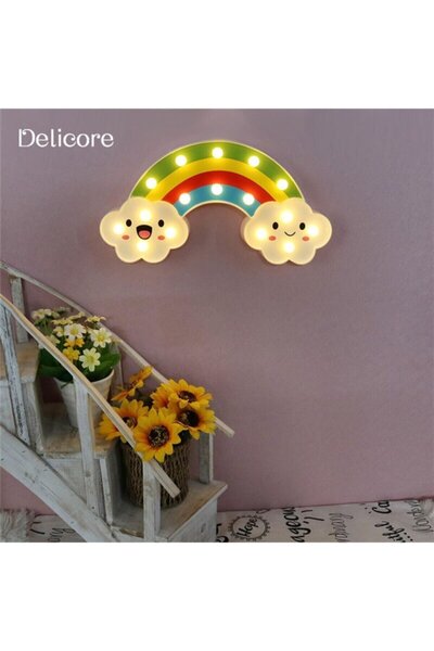 Jetcom Gökkuşağı Gece Lambası Kaliteli Büyük Boy 30 Cm 3d Duvar Led Işık Ve Dekoratif Masa Aydınlatma