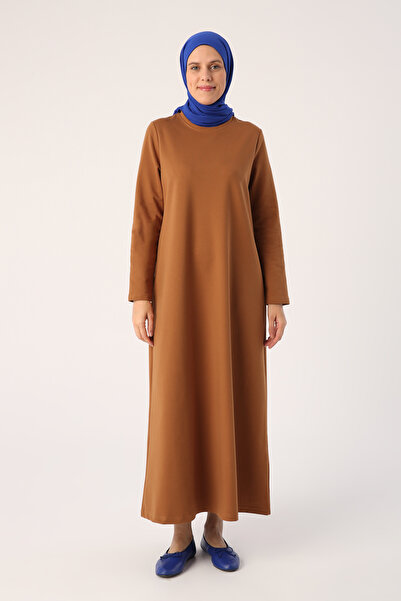 ALLDAY Mustard Crew Neck Basic πλεκτό φόρεμα