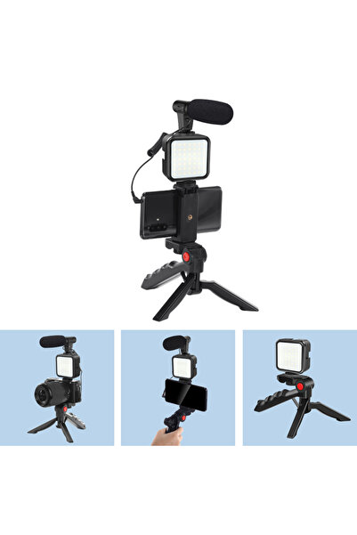 Jetcom Video Making Kit Kumandalı Mikrofon Led Işık Mini Tripod - Telefon Youtuber Video Kayıt
