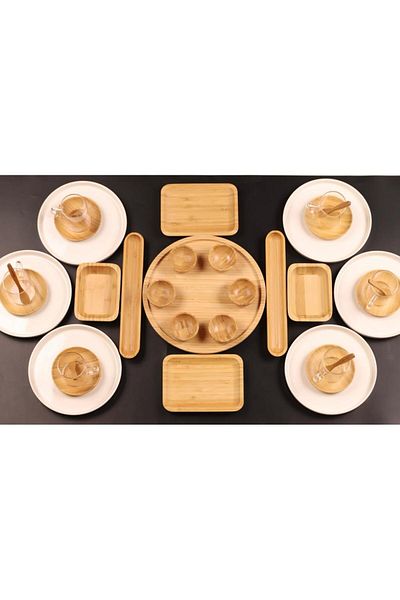 Bambum Atbyhome Kira 37 Piece Ceramic Breakfast Set - Luxury breakfast presentation set