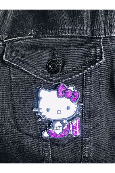 Hello Kitty Κεντημένο υφαντό συνδεμένο στιλβωμένο υλικό - Συνδεμένο υλικό - Επικάλυψη - Μωβ πόρπη (ΠΡΩΤΟΤΥΠΟ ΕΓΚΑΤΑΡΙΣΜΕΝΟ ΠΡΟΪΟΝ)