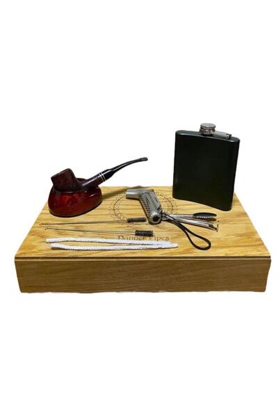Dapper GÜL AĞACI 7 OZ ÇELİK MATARALI PİPO SETİ 605954x509162