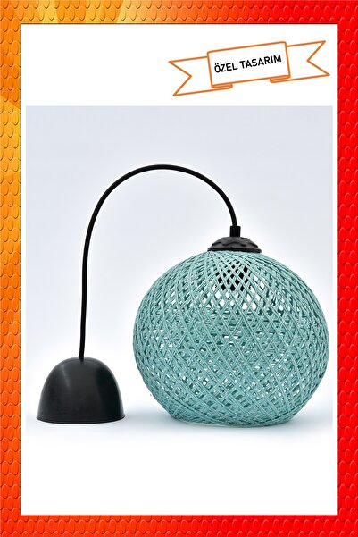 Naturel Lighting Balle Cam Göbeği Sarkıt Top Avize Siyah Kablo