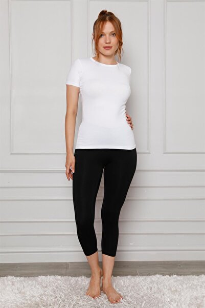 Akbeniz Colanți din lycra din bumbac pieptănat sub genunchi 5875p