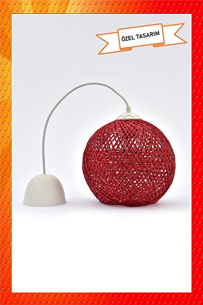 Naturel Lighting Balle Kırmızı Sarkıt Top Avize Beyaz Kablo