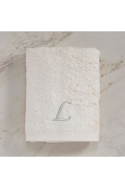 Chakra Solid Embroidered Face Towel 50x90 Cm Ecru
