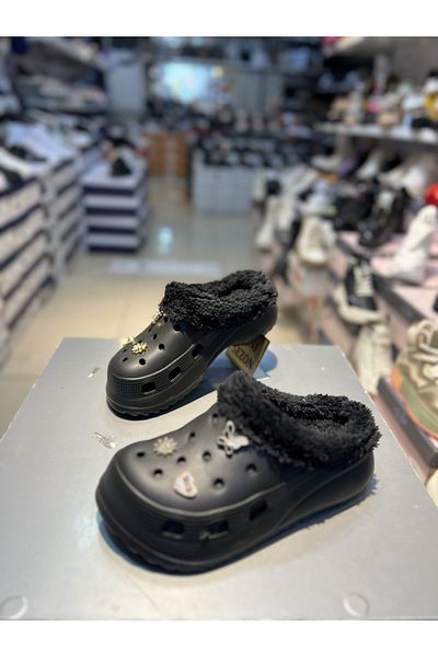 Akınal Bella Papuci de damă cu talpă înaltă din lână cu pietre
