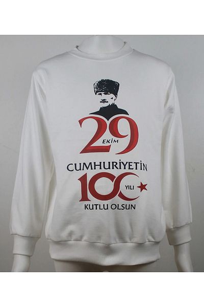 pistyle Hanorac alb pentru 29 octombrie, 100 de ani, cu imagine Ataturk