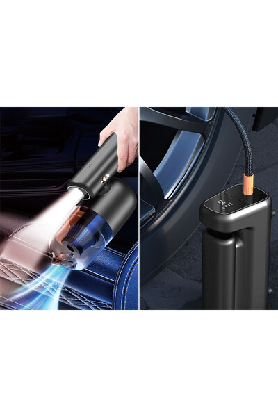 WIWU Oto Araç Lastik Pompası&Süpürgesi&Vakum&Fener Dijital Ekranlı Hava Kompresörü Wiwu Wi-Ai002 5in1