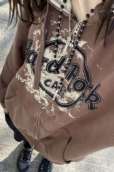 EFBUTİK Brown Hard Rock 3 Thread Raised Cardigan
