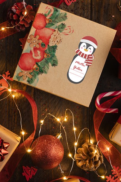 Echo Home Happy New Year Sticker 4 Cm 35 Pieces - Water Resistant New Year Christmas Figures Label