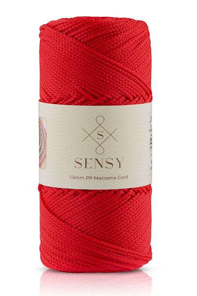 SENSY 1,5 mm - 100 gr frânghie din poliester macrame roșu 150 m frânghie din poliester macrame frânghie de încărcare și ață pentru sac