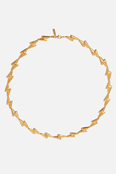 RAFTAF Never Ending Energy Gümüş Kolye Şimşek Detaylı Choker Altın Kaplama