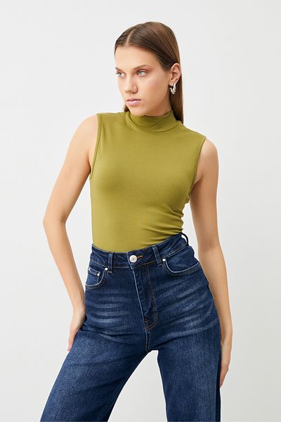 Yefrastore Γυναικεία λαδί Πράσινη Αμάνικη Μπλούζα