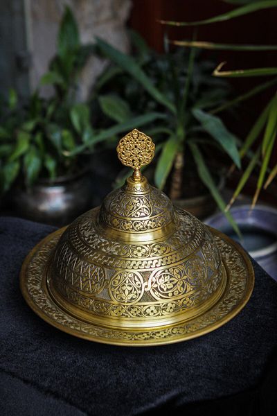 ANTEPSEPETİ Brass Heavy Embroidered Presentation Bowl