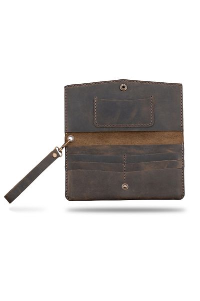 vagave Hand Strap Bag Leather Wallet with Phone, Card, Cash and Coin Compartment