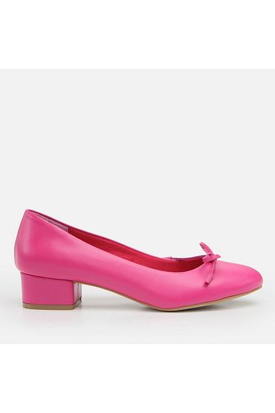 Hotiç Genuine Leather Fuchsia Women's Thick Heel