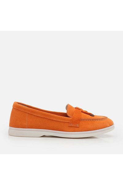 Hotiç Orange Genuine Leather Women's Loafer