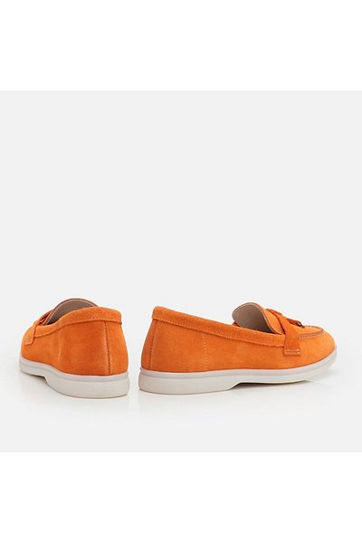 Hotiç Orange Genuine Leather Women's Loafer