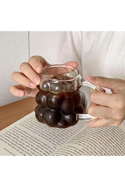 Lilya Home Isıya Dayanıklı Borosilikat Kulplu Boncuk Şekilli Bardak | Kahve V...