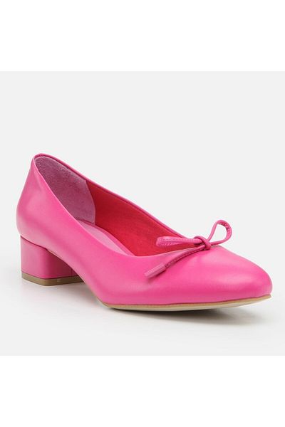 Hotiç Genuine Leather Fuchsia Women's Thick Heel