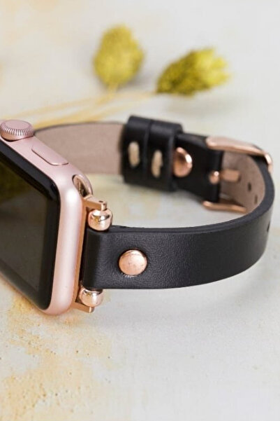 vagave ساعة أبل النسائية بسوار جلدي أسود رفيع 38 40 41 ملم