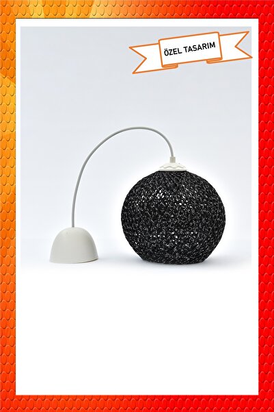 Naturel Lighting Balle Siyah Sarkıt Top Avize Beyaz Kablo