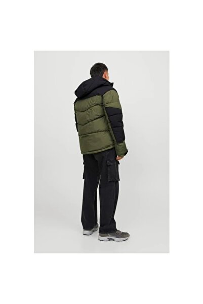 Jack & Jones 12239001 Jack & Jones Men's Puffer Coat - Olive Night/Black Blocking, Sn Model