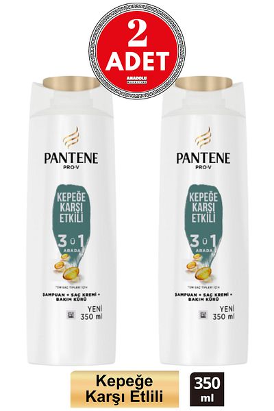 Pantene 3 in 1 Shampoo Effective Against Dandruff 350 ml 2 Pieces