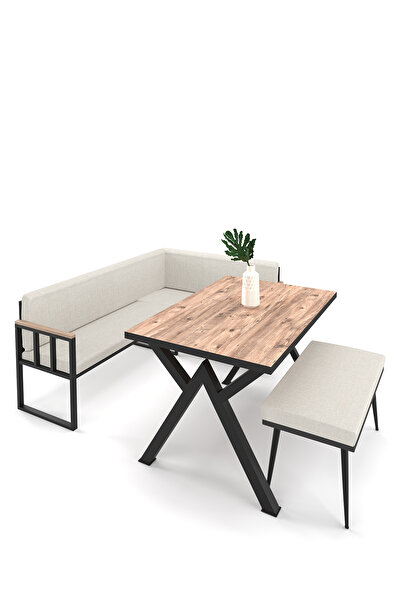 Wood House Polen Mutfak Köşesi Takımı Minderli Bej