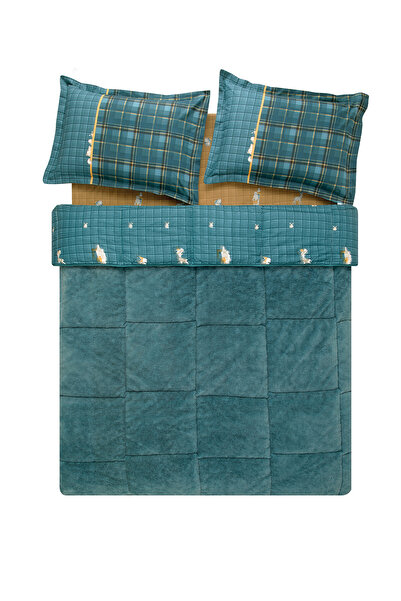 Puffy Barva Çift Kişilik Threefy Uyku Seti - Koyu Yeşil