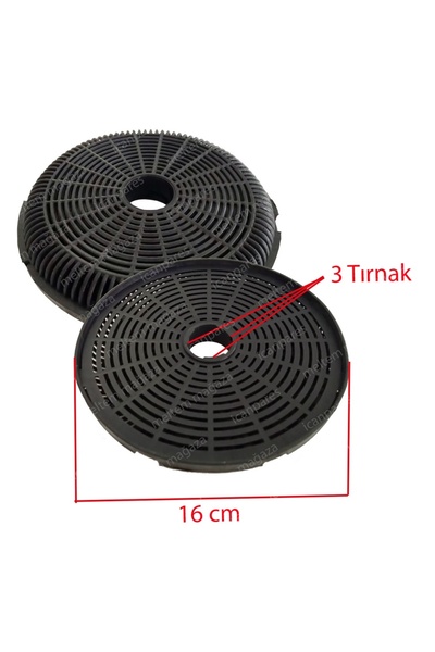 Parmis Kumtel Uyumlu Yeni Aspiratör Karbon Filtresi 16 Cm 3 Tırnaklı