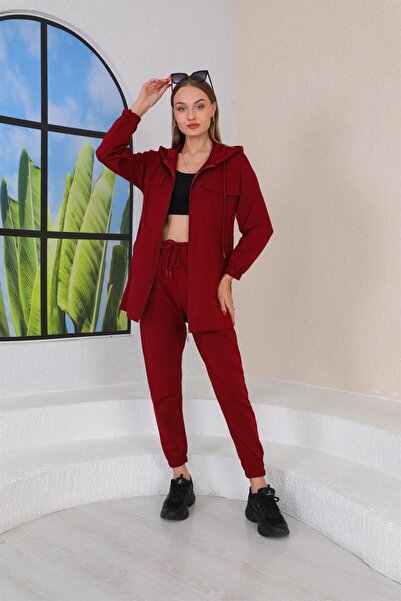 WestBound Women's Daily Sports Double Suit with Pockets CLARET red
