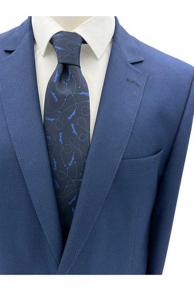 Brianze Navy Blue Motif Pattern Tie