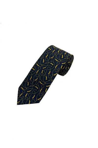 Brianze Navy Blue Yellow Motif Pattern Tie
