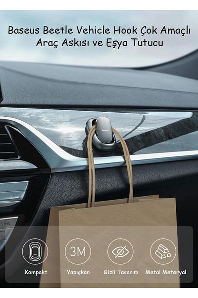 Baseus 2 Pieces Mini 3m Adhesive Hanger, 2kg Carrying Capacity, Room, Kitchen, Vehicle, Hanger and Goods Tu