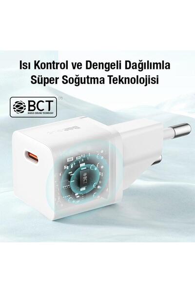 Baseus 20w Pd Ultra Hızlı 1x Type-c Şarj Aleti, Akım Ve Isı Korumalı Telefon Tablet Şarj Adaptörü