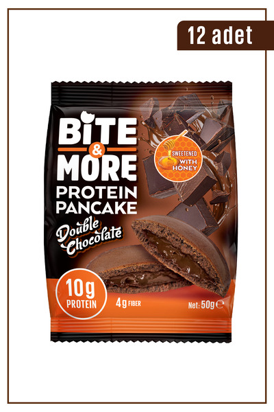 bite & more Protein Cocoa Pancake / Proteinli Kakao Pankek 50 Gram X 12 Adet - Double Chocolate