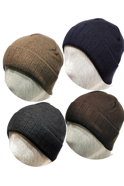 Özgöksu Şapka Set beretă bărbați din 4 piese antracit-maro-albastru marine-ma...