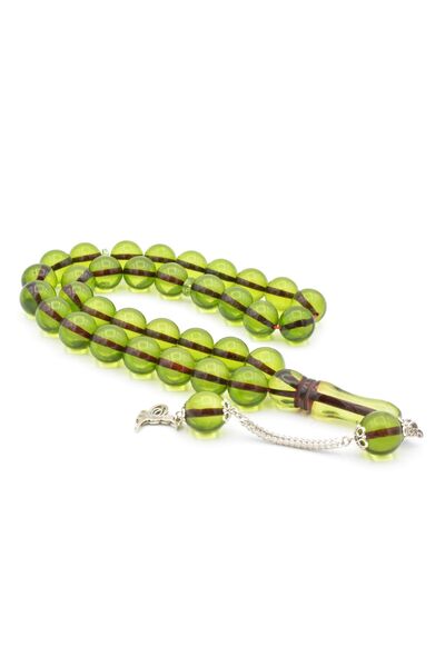 Murty99 Mărgele de rugăciune din chihlimbar pudră verde tăiate în formă de glob de dimensiuni mari parfumate 14 mm