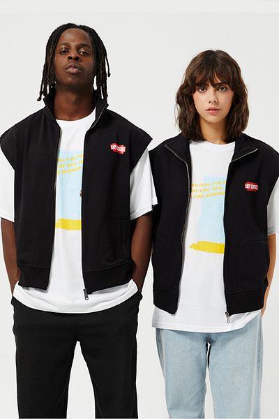 Eazy Co Vestă neagră unisex Eazy Basic cu guler ridicat
