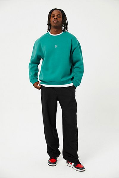 Eazy Co Hanorac gros Eazy Basic Oversize, unisex, verde coral, cu gâtul rotund