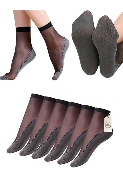 MUK COLLECTİON 6 чифта екстра тънки дамски чорапи на памучна основа